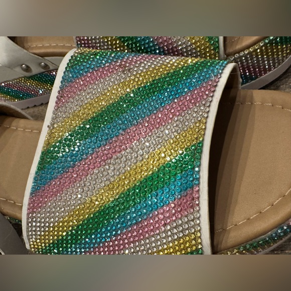 Colorful Rhinestone Wedge Sandals - Size 10 - Picture 2 of 5